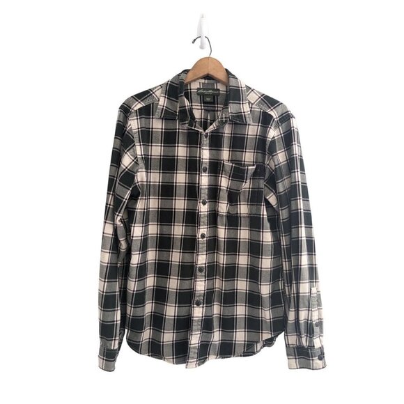 Eddie Bauer Forest Green Checkered Plaid Mid Weight Flannel Men's Size M - Picture 1 of 7